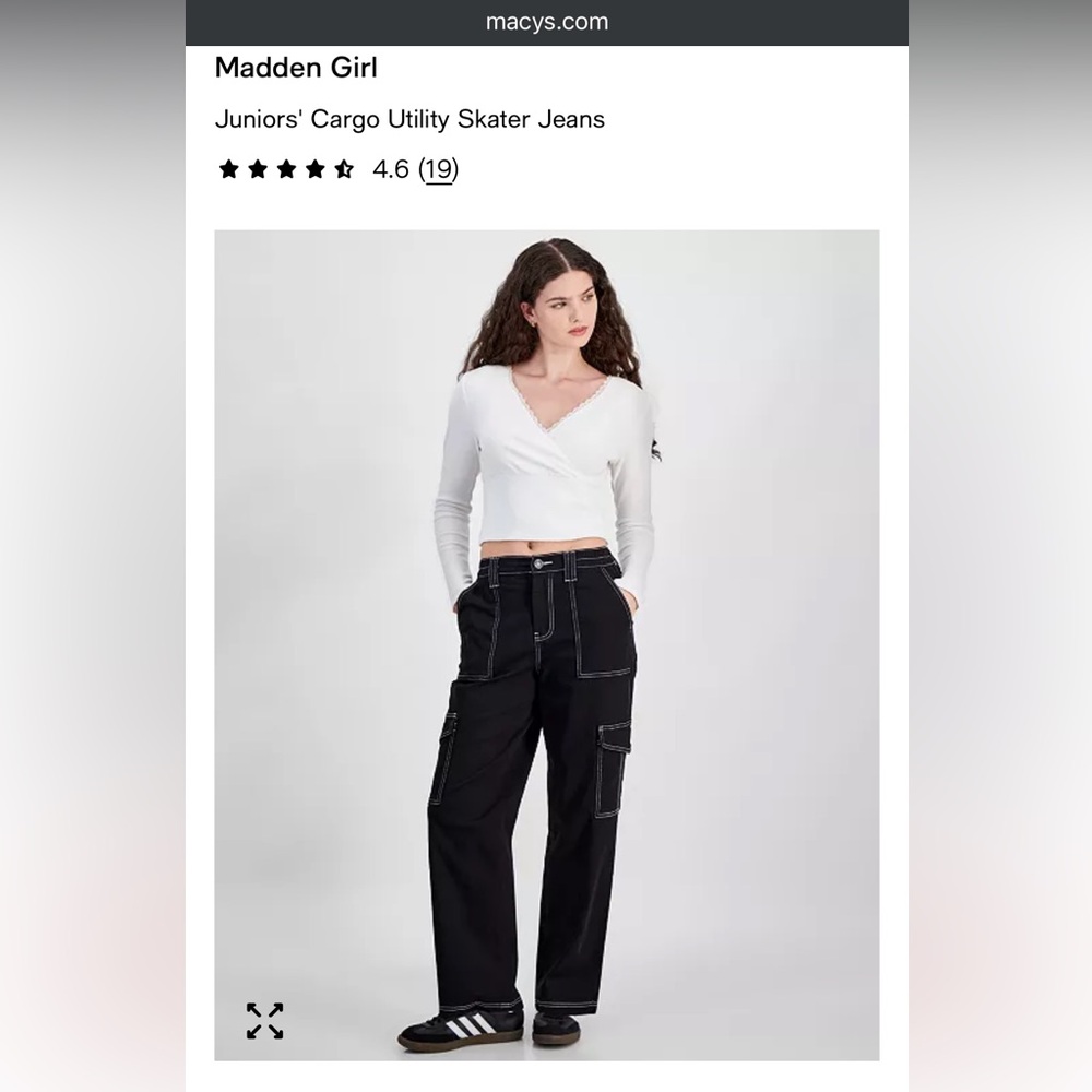 Madden Girl Cargo Utility Black Jeans